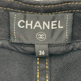 シャネル CHANEL ツイードポケットワイドデニムパンツ P73045 ブラック コットン レディース デニムパンツ