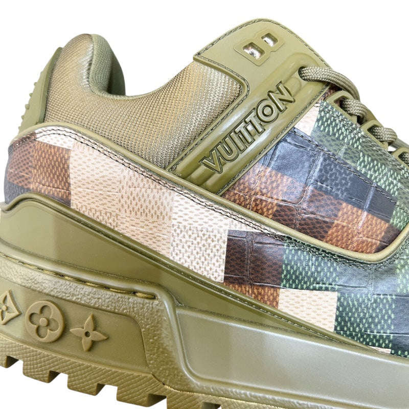 ルイ・ヴィトン LOUIS VUITTON LVトレイナーマキシライン ローカットスニーカー FD1213 カーキ レザー メンズ スニーカー