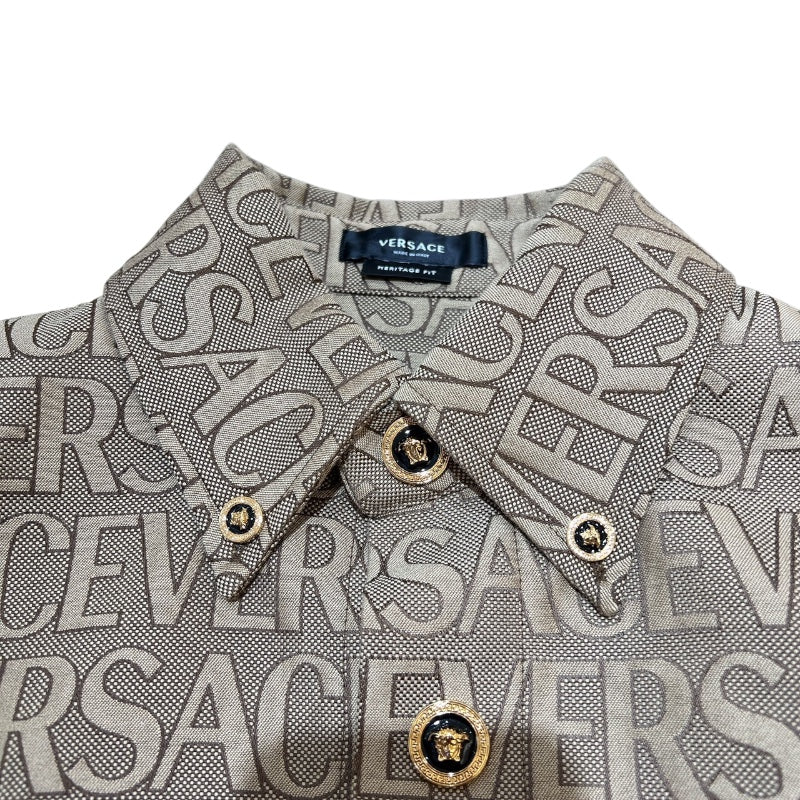 ヴェルサーチ VERSACE ロゴ総柄オールオーバーシャツ 1008738 ポリエステル メンズ 半袖シャツ