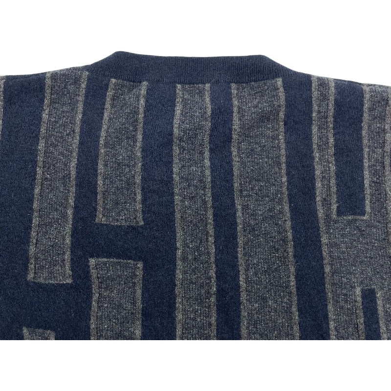 エルメス HERMES H柄長袖ニットセーター ネイビー カシミヤ メンズ セーター