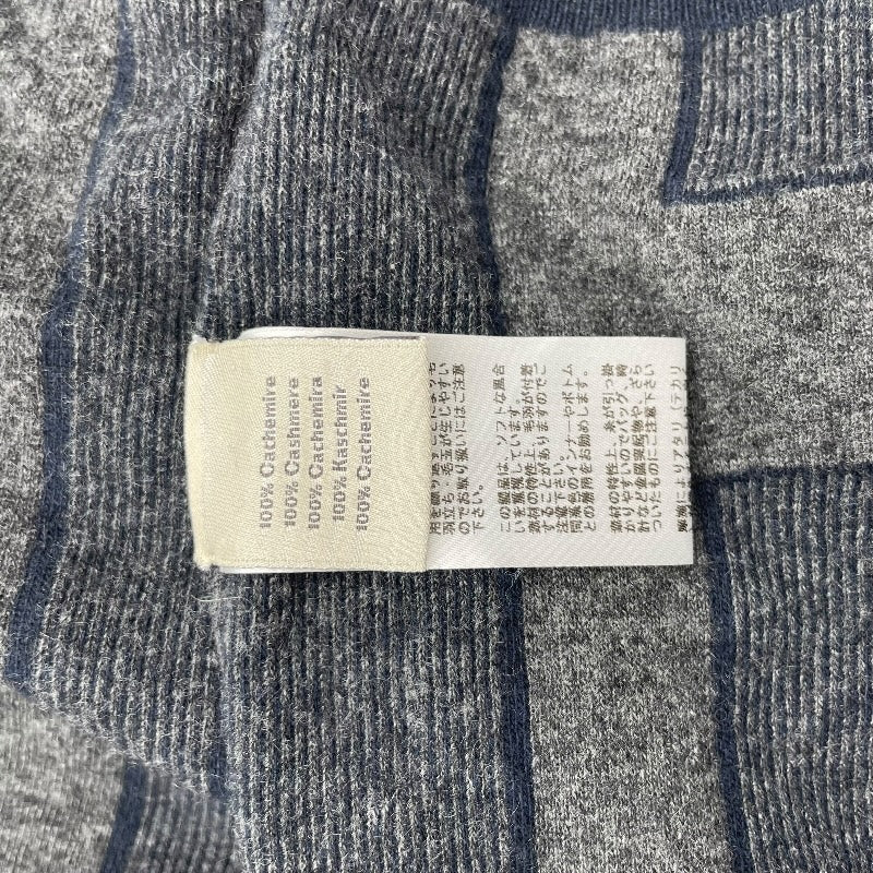 エルメス HERMES H柄長袖ニットセーター ネイビー カシミヤ メンズ セーター