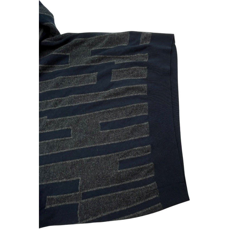 エルメス HERMES H柄長袖ニットセーター ネイビー カシミヤ メンズ セーター