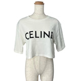 セリーヌ CELINE フロントロゴクロップド半袖Tシャツ 2V761671Q ホワイト コットン レディース 半袖Ｔシャツ