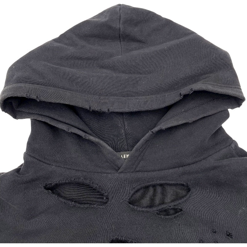バレンシアガ BALENCIAGA デストロイ加工スウェットパーカー 659403 ブラック 綿 メンズ パーカー