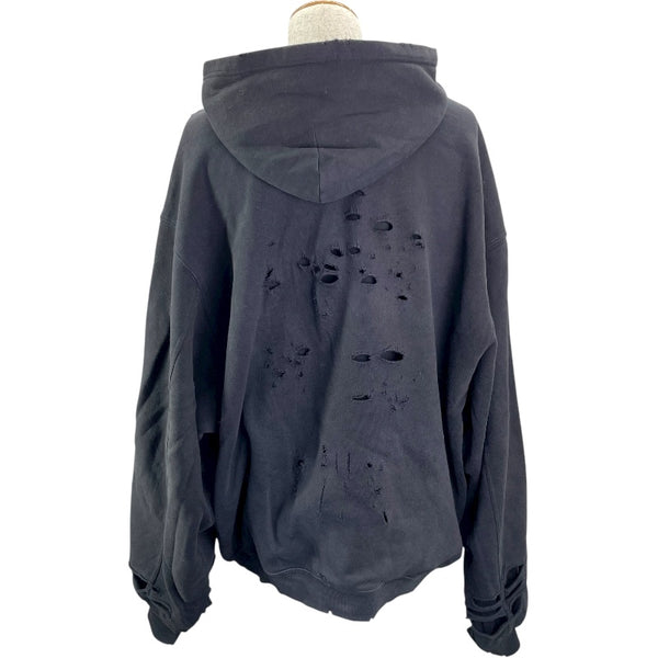 バレンシアガ BALENCIAGA デストロイ加工スウェットパーカー 659403 ブラック 綿 メンズ パーカー