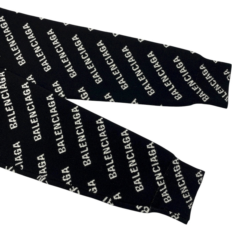 バレンシアガ BALENCIAGA ロゴ総柄長袖セーター ブラック コットン レディース セーター