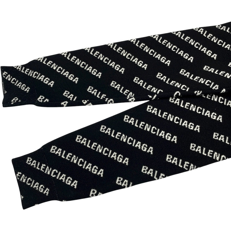 バレンシアガ BALENCIAGA ロゴ総柄長袖セーター ブラック コットン レディース セーター