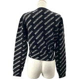 バレンシアガ BALENCIAGA ロゴ総柄長袖セーター ブラック コットン レディース セーター