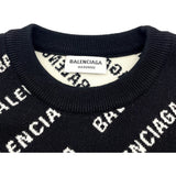 バレンシアガ BALENCIAGA ロゴ総柄長袖セーター ブラック コットン レディース セーター