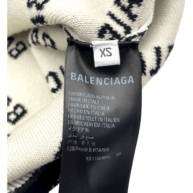 バレンシアガ BALENCIAGA ロゴ総柄長袖セーター ブラック コットン レディース セーター
