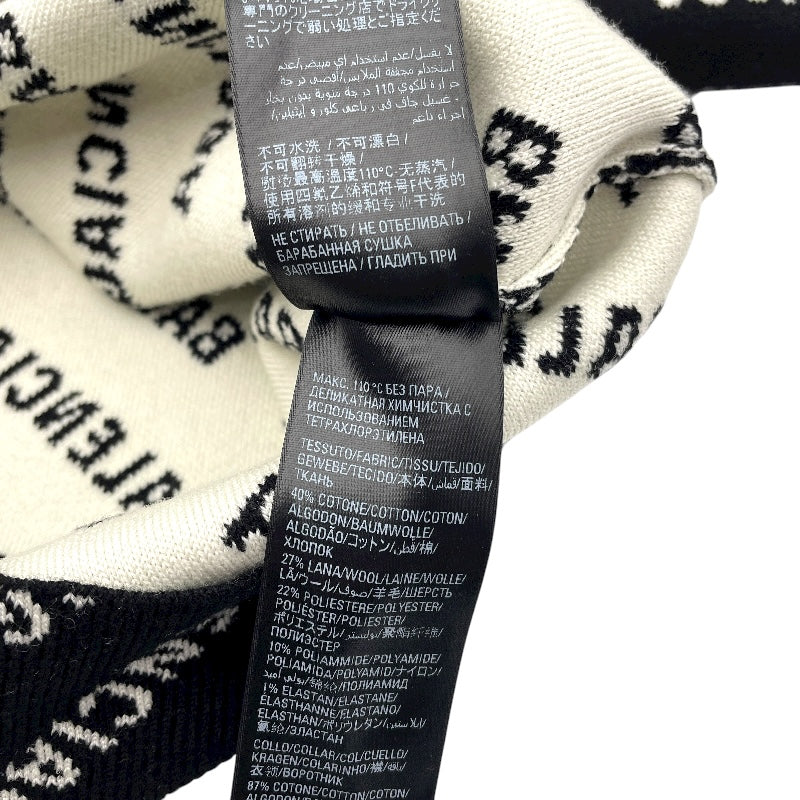 バレンシアガ BALENCIAGA ロゴ総柄長袖セーター ブラック コットン レディース セーター