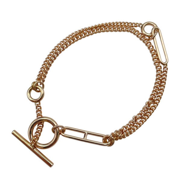 エルメス HERMES シェーヌダンクルエシャペブレス ピンクゴールド Au750 ジュエリー