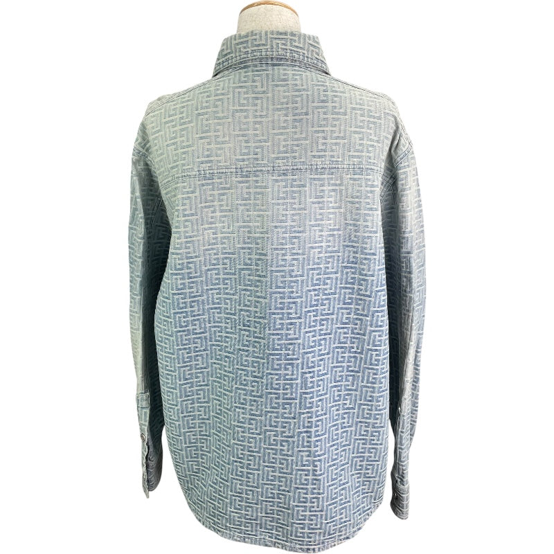 バルマン BALMAIN 長袖総柄デニムシャツ HCO88DD27 ブルー デニム メンズ 長袖シャツ