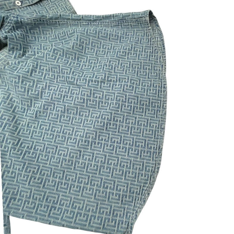 バルマン BALMAIN 長袖総柄デニムシャツ HCO88DD27 ブルー デニム メンズ 長袖シャツ