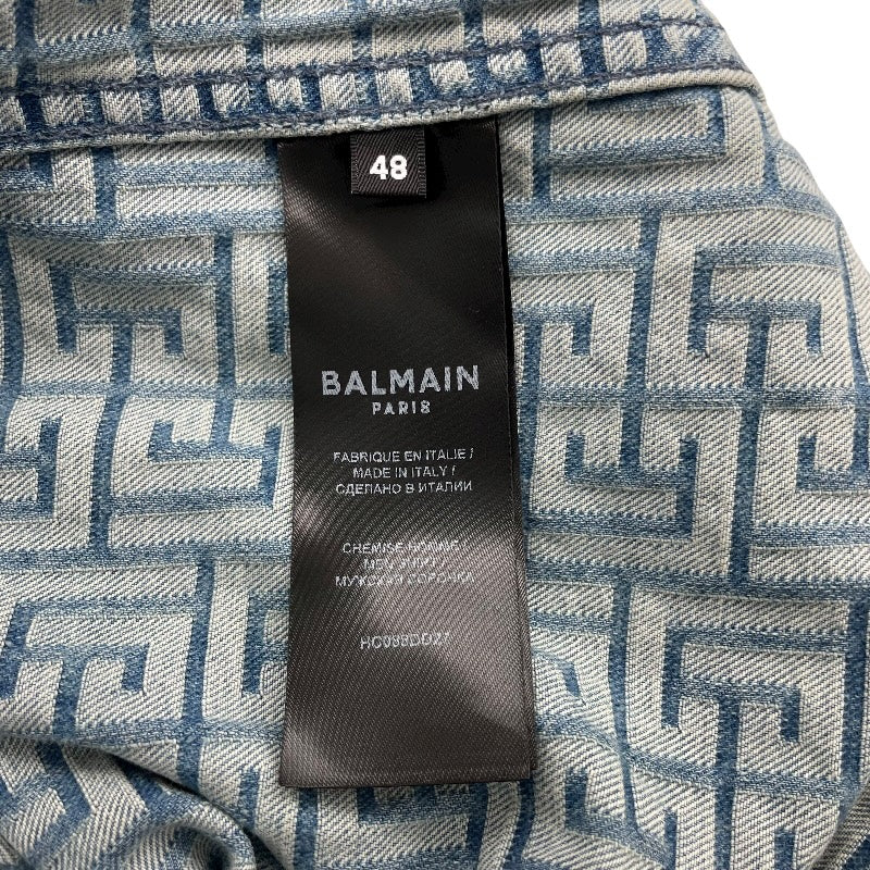 バルマン BALMAIN 長袖総柄デニムシャツ HCO88DD27 ブルー デニム メンズ 長袖シャツ