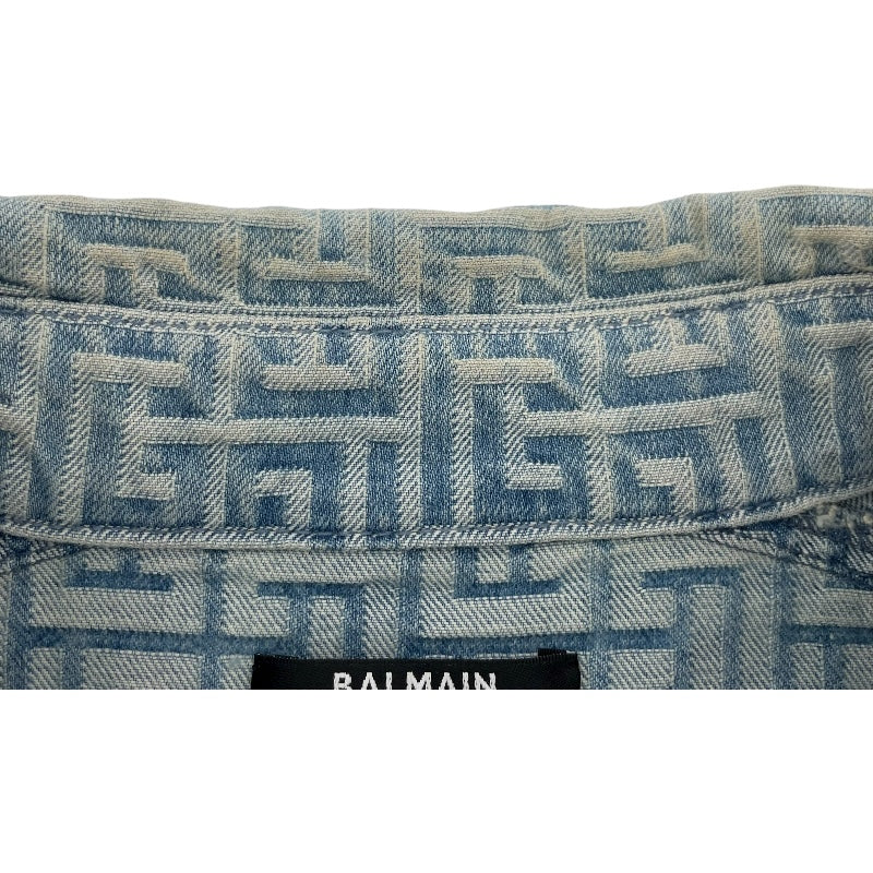バルマン BALMAIN 長袖総柄デニムシャツ HCO88DD27 ブルー デニム メンズ 長袖シャツ