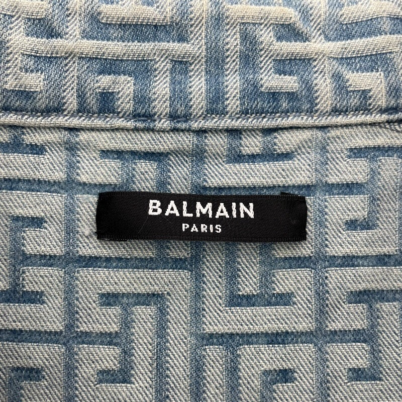 バルマン BALMAIN 長袖総柄デニムシャツ HCO88DD27 ブルー デニム メンズ 長袖シャツ