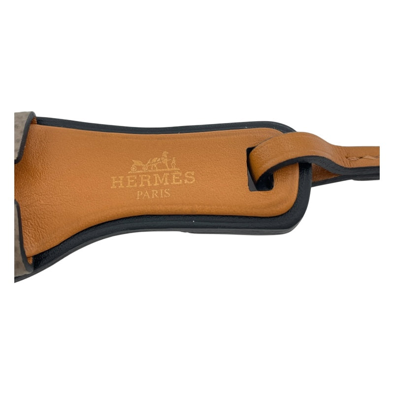 エルメス HERMES オランナノ ブラック エプソン エトゥープ レディース キーホルダー