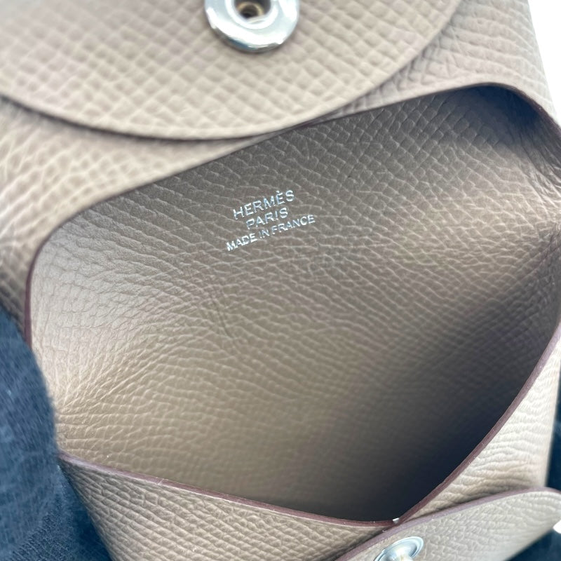 エルメス HERMES バスティア W刻 エトゥープ SV金具 エプソン ユニセックス コインケース