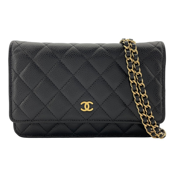 シャネル CHANEL マトラッセチェーンウォレット AP0250 ブラック GD金具 キャビアスキン レディース ウォレットチェーン