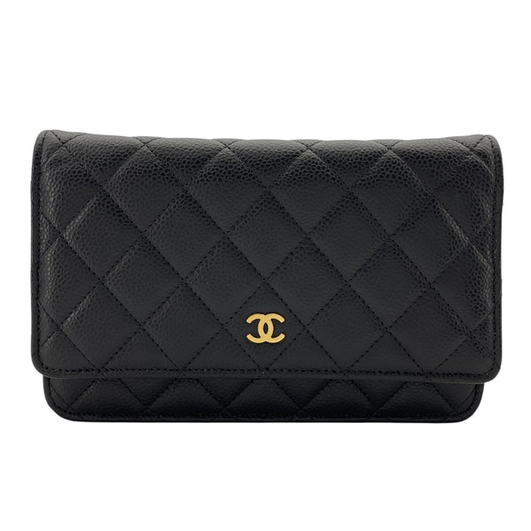 シャネル CHANEL マトラッセチェーンウォレット AP0250 ブラック GD金具 キャビアスキン レディース ウォレットチェーン