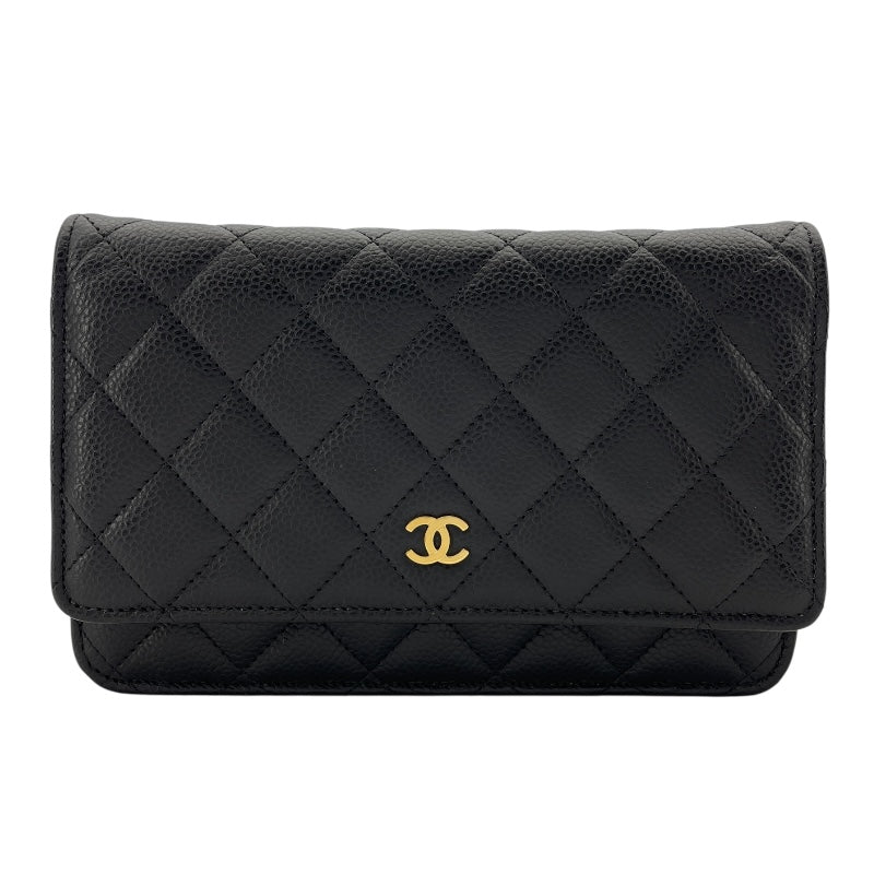シャネル CHANEL マトラッセチェーンウォレット AP0250 ブラック GD金具 キャビアスキン レディース ウォレットチェーン