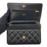 シャネル CHANEL マトラッセチェーンウォレット AP0250 ブラック GD金具 キャビアスキン レディース ウォレットチェーン