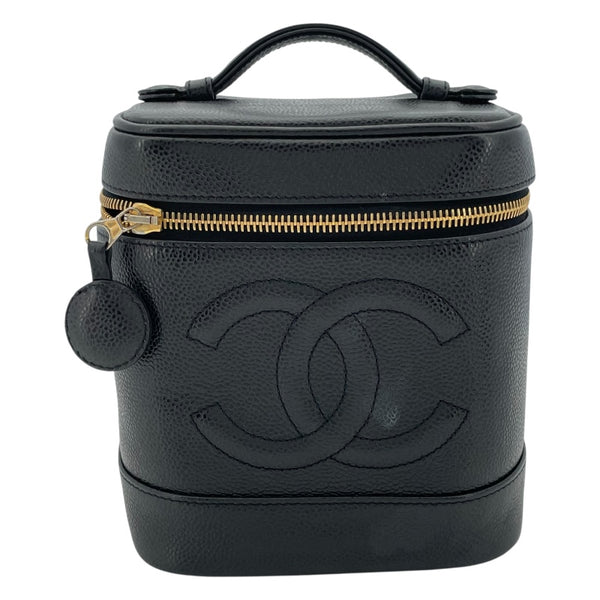 シャネル CHANEL ココマーク バニティバッグ A01998 6番台 ブラック GD金具 キャビアスキン レディース ハンドバッグ