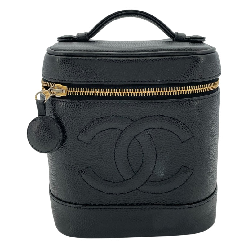 シャネル CHANEL ココマーク バニティバッグ A01998 6番台 ブラック GD金具 キャビアスキン レディース ハンドバッグ