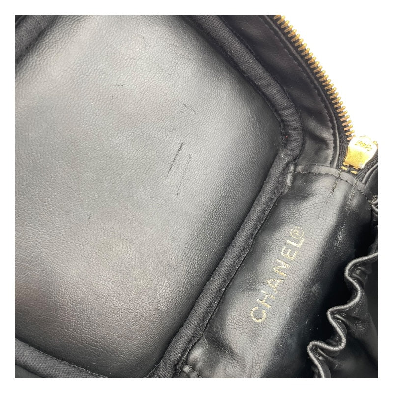 シャネル CHANEL ココマーク バニティバッグ A01998 6番台 ブラック GD金具 キャビアスキン レディース ハンドバッグ