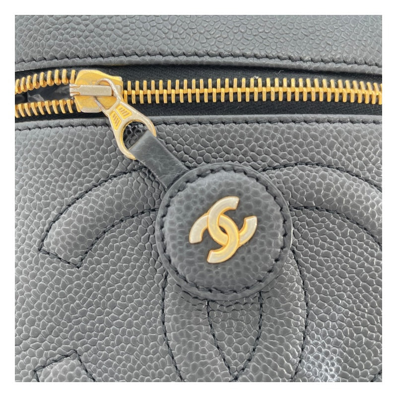 シャネル CHANEL ココマーク バニティバッグ A01998 6番台 ブラック GD金具 キャビアスキン レディース ハンドバッグ