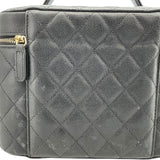シャネル CHANEL ヴァニティポーチ ブラック GD金具 キャビアスキン レディース ハンドバッグ