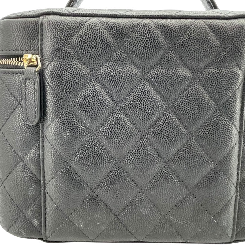 シャネル CHANEL ヴァニティポーチ ブラック GD金具 キャビアスキン レディース ハンドバッグ