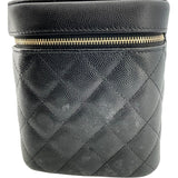 シャネル CHANEL ヴァニティポーチ ブラック GD金具 キャビアスキン レディース ハンドバッグ