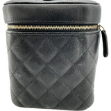 シャネル CHANEL ヴァニティポーチ ブラック GD金具 キャビアスキン レディース ハンドバッグ