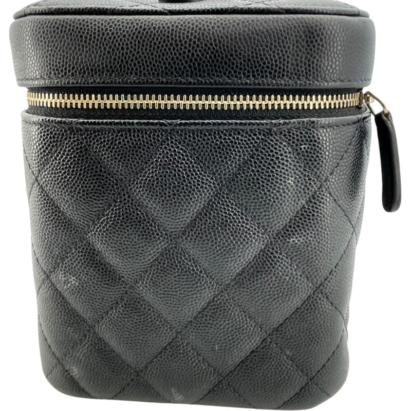 シャネル CHANEL ヴァニティポーチ ブラック GD金具 キャビアスキン レディース ハンドバッグ