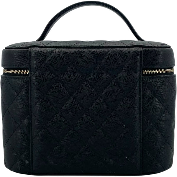 シャネル CHANEL ヴァニティポーチ ブラック GD金具 キャビアスキン レディース ハンドバッグ