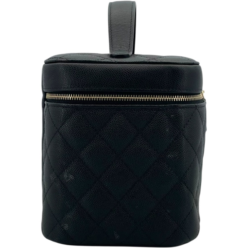 シャネル CHANEL ヴァニティポーチ ブラック GD金具 キャビアスキン レディース ハンドバッグ