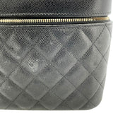 シャネル CHANEL ヴァニティポーチ ブラック GD金具 キャビアスキン レディース ハンドバッグ