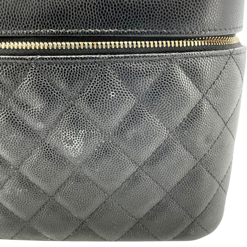 シャネル CHANEL ヴァニティポーチ ブラック GD金具 キャビアスキン レディース ハンドバッグ