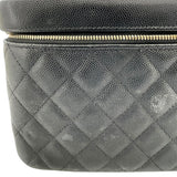 シャネル CHANEL ヴァニティポーチ ブラック GD金具 キャビアスキン レディース ハンドバッグ