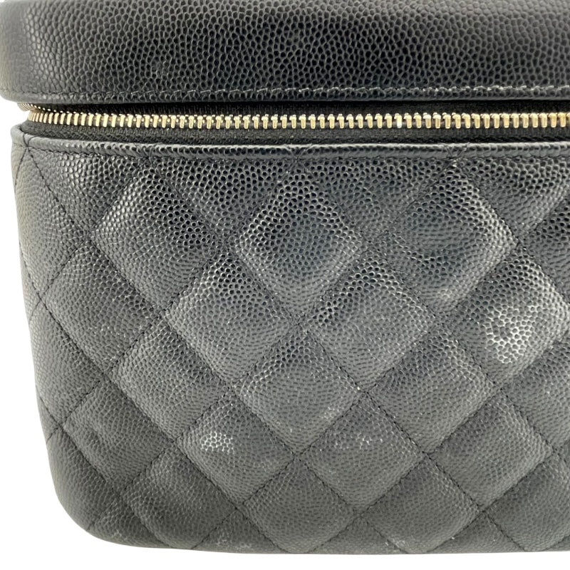 シャネル CHANEL ヴァニティポーチ ブラック GD金具 キャビアスキン レディース ハンドバッグ