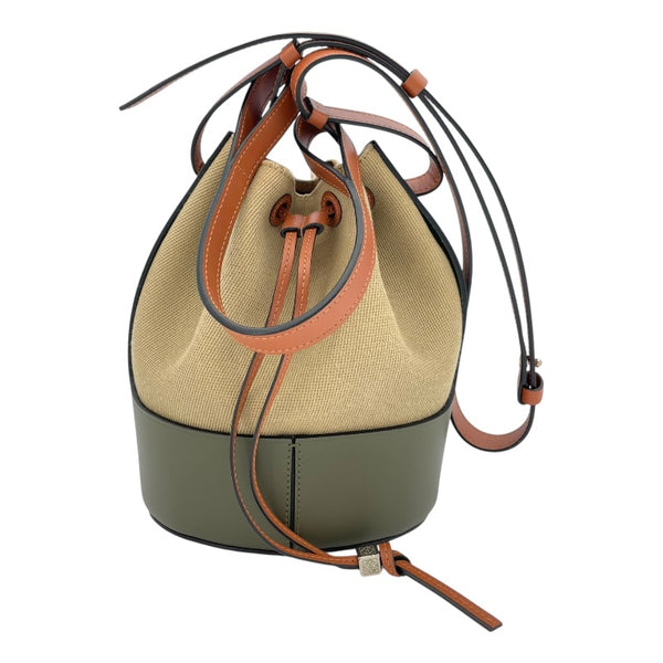 ロエベ LOEWE バルーンバッグ A710C31X30 カーキ×ブラウン キャンバス レザー レディース ショルダーバッグ