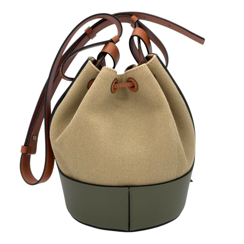 ロエベ LOEWE バルーンバッグ A710C31X30 カーキ×ブラウン キャンバス レザー レディース ショルダーバッグ