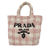 プラダ PRADA ロゴハンドバッグ 1BG422 ピンク ラフィア レディース トートバッグ
