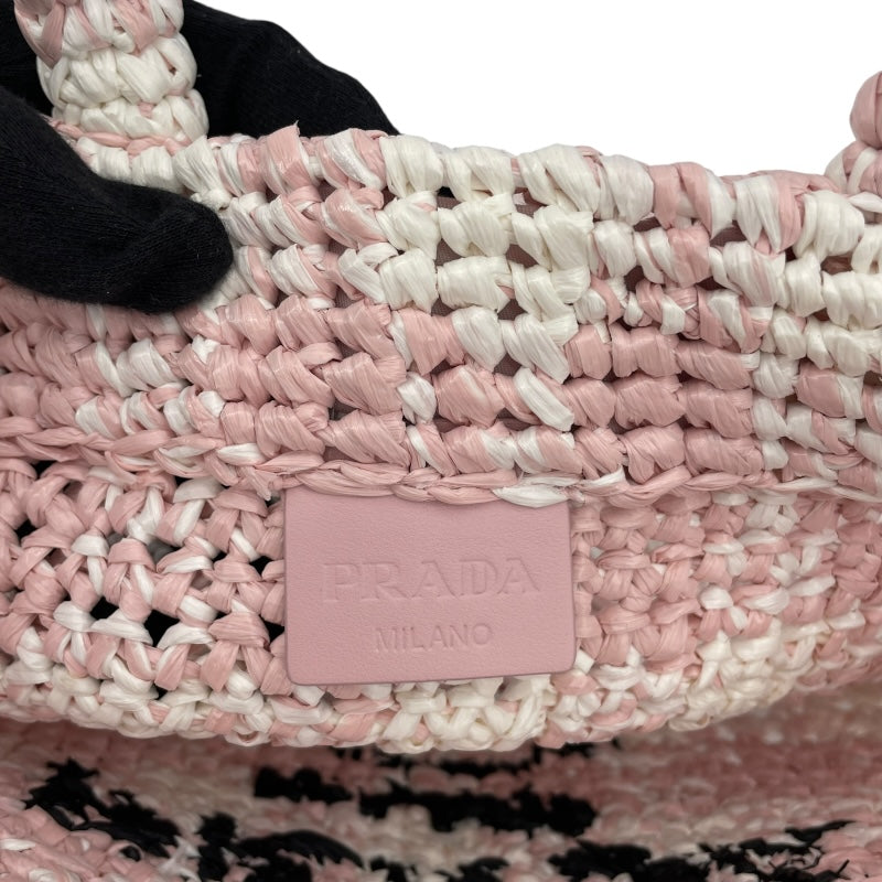 プラダ PRADA ロゴハンドバッグ 1BG422 ピンク ラフィア