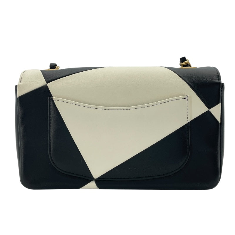 シャネル CHANEL チェーンショルダー ブラックxホワイト GD金具 カーフ レディース ショルダーバッグ