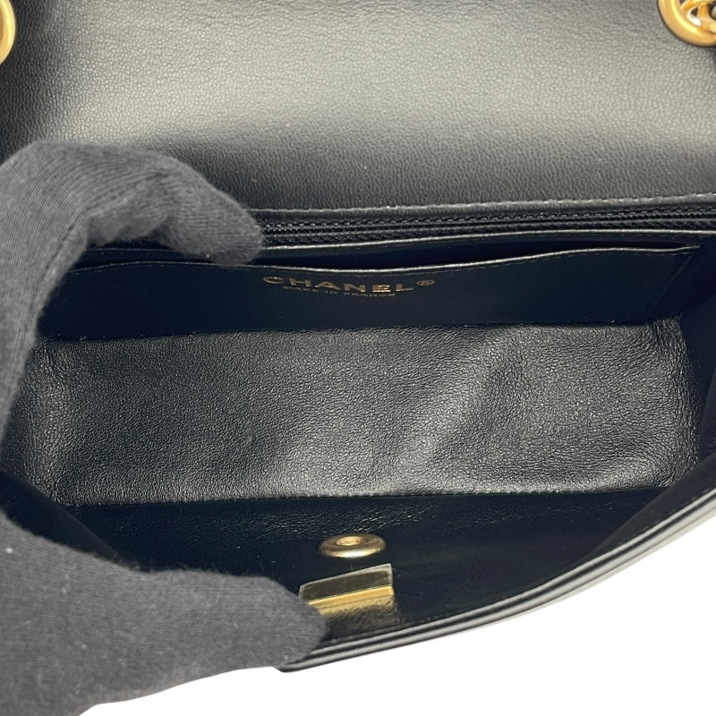 シャネル CHANEL チェーンショルダー ブラックxホワイト GD金具 カーフ レディース ショルダーバッグ