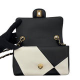 シャネル CHANEL チェーンショルダー ブラックxホワイト GD金具 カーフ レディース ショルダーバッグ