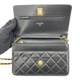 シャネル CHANEL マトラッセパールハンドルチェーンウォレット AP2272 ブラック GD金具 ラム レディース ウォレットチェーン